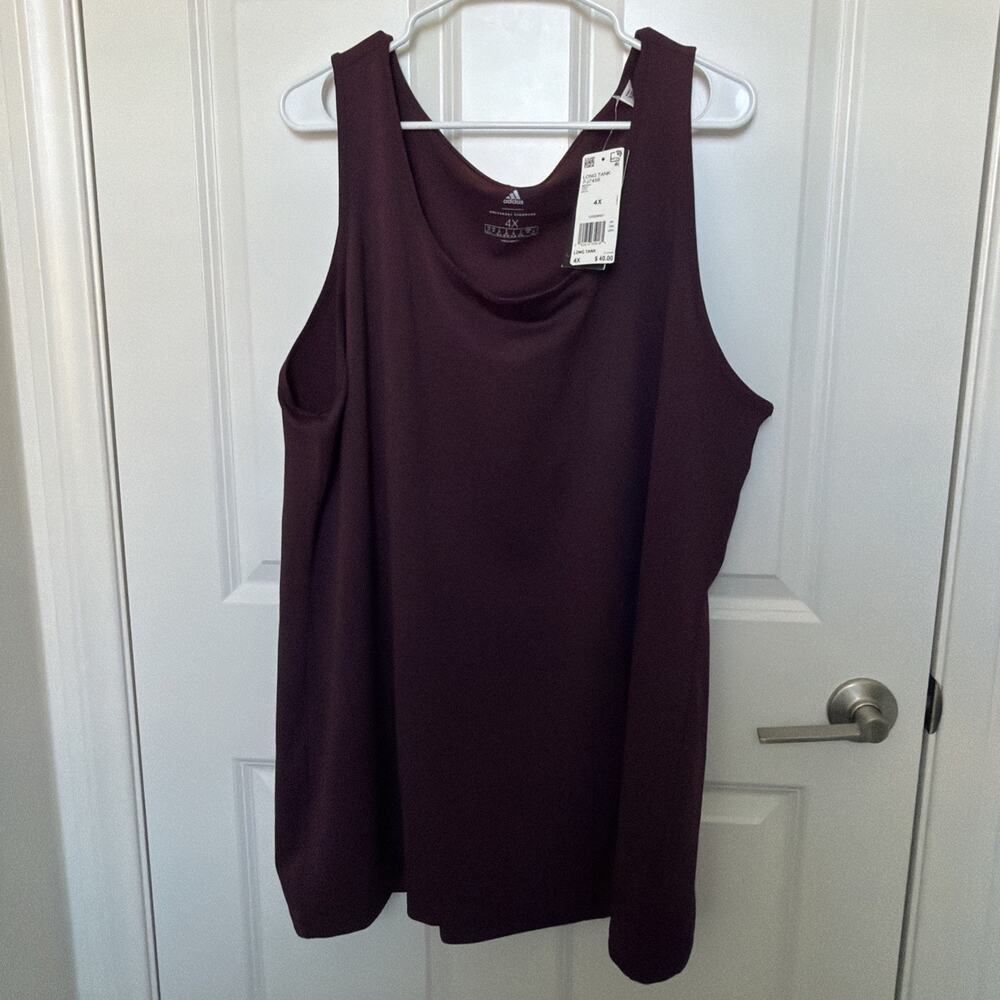 Adidas Maroon Scoop Long Tank Exercise Tops Sports Tops Sports Tanks FJ7 Sz 4XL
